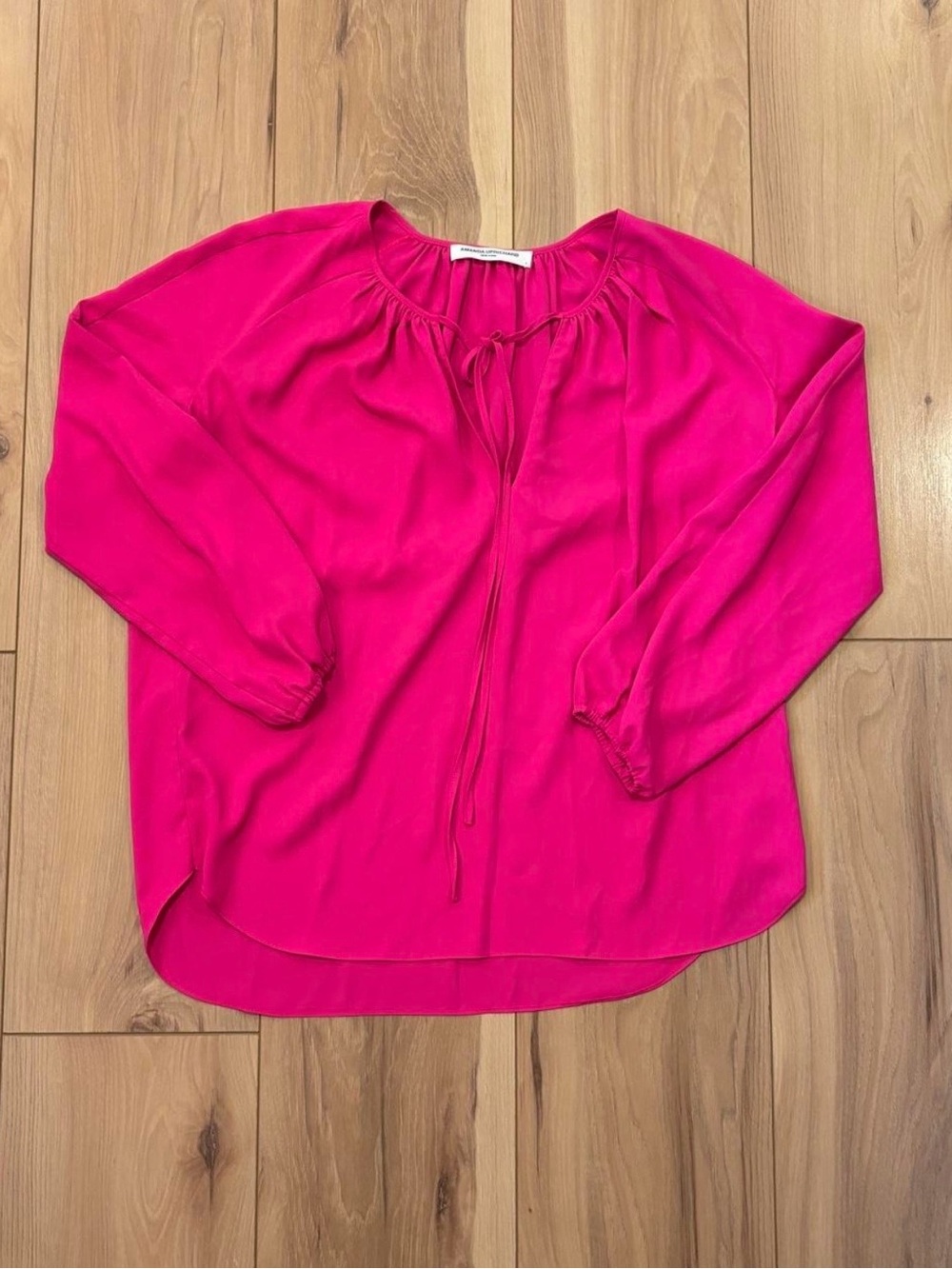 Amanda Uprichard Fuchsia Tie-Neck Blouse